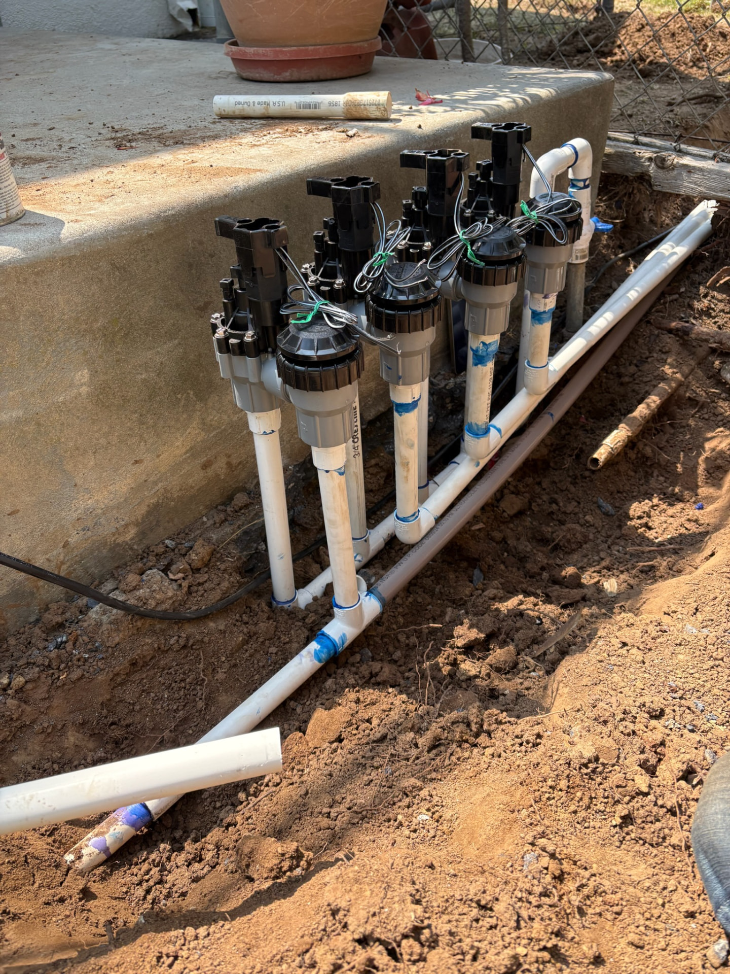 Irrigation valve manifold installed during a system build